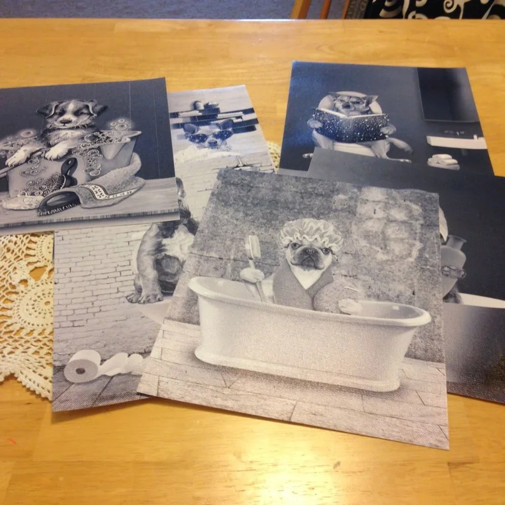 Funny pet prints on synthetic canvas feel fabric, Dogs and Cats